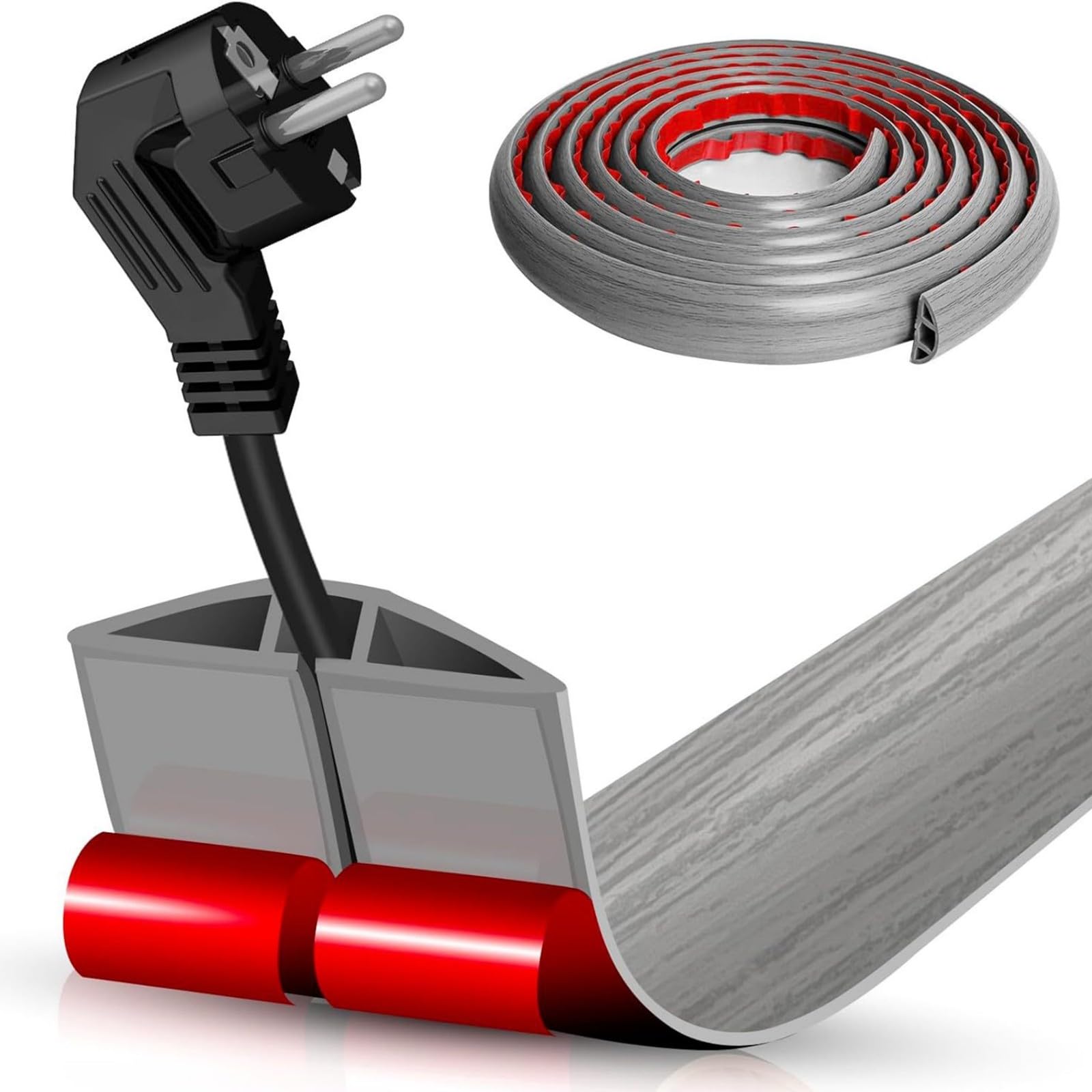 CAZSTYK Easy Installation Cable Hider Strips Floor Wire Cover for Wall Flame Retardant Flexible Cord Management Systems Selfadhesive Cable Protectors