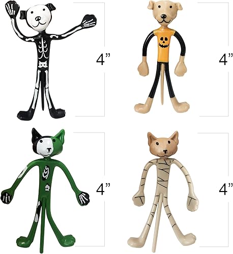Miniatura 3 de ArtCreativity Figuras flexibles de Halloween – Juego de 12 juguetes flexibles para perros y gatos en 4 diseños espeluznantes, divertidos juguetes de