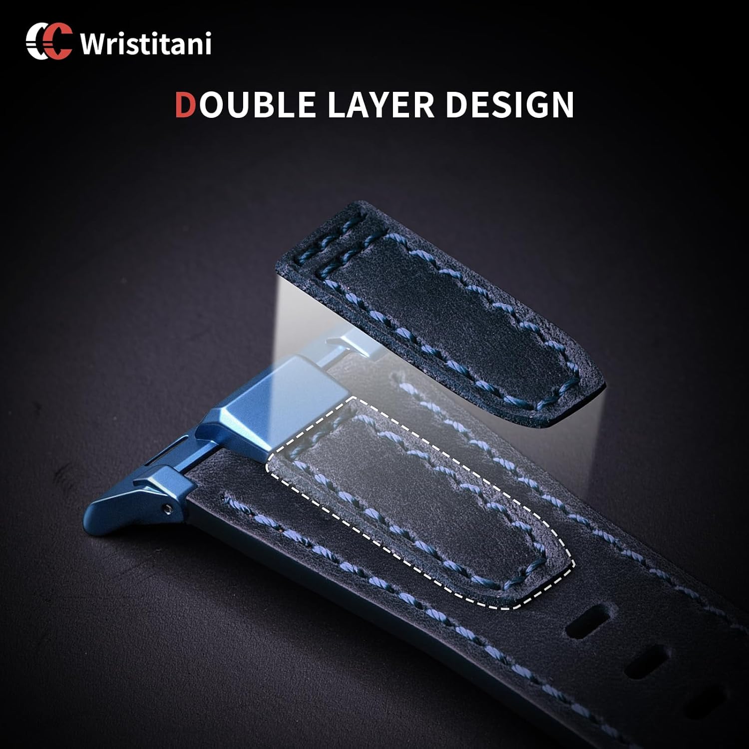 Wristitani Leather Bands Compatible with Apple Watch Band 49mm 46mm 45mm 44mm 42mm for Men, Metal Connector & Genuine Leather Replacement Straps for iWatch Ultra3/2/1 SE3/2/1 Series 11 10 9 8 7 6 5 4
