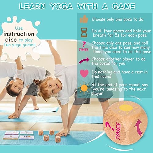 Miniatura 9 de Dados de yoga en caja de regalo de madera con guía de práctica, 8 dados de ejercicio de entrenamiento, toneladas de posibles combinaciones,