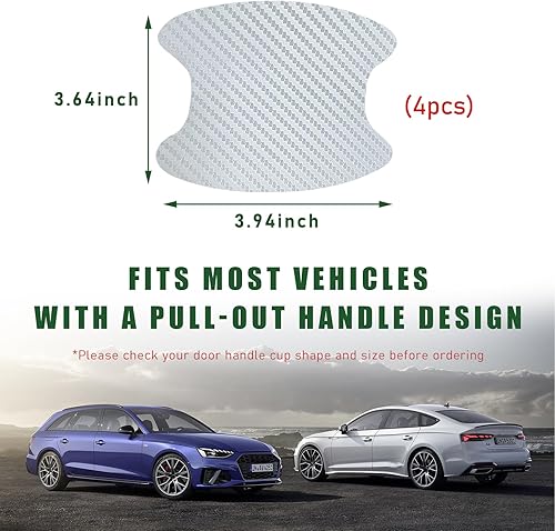 Miniatura 2 de 4 calcomanías para manija de puerta de automóvil, películas protectoras de fibra de carbono que no dejan marcas, protector de taza de puerta