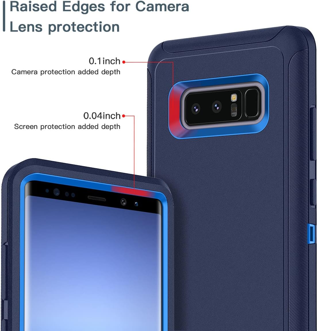 I-HONVA Galaxy Note 8 Case: 3-Layer Shockproof Heavy Duty Protection, Dust/Drop Proof, Rugged Bumper, Navy Blue