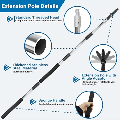 Miniatura 3 de Poste de extensión de rodillo de pintura, poste de extensión de pintura de 4 a 12 pies, ajuste de empalme multiusos largo para cepillo de araña,