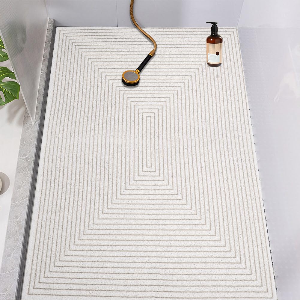 Alfombrilla de ducha antideslizante, de PVC, con orificios de drenaje y ventosas, de secado rápido, alfombrilla antideslizante para ducha y bañera (60 x 120 cm)