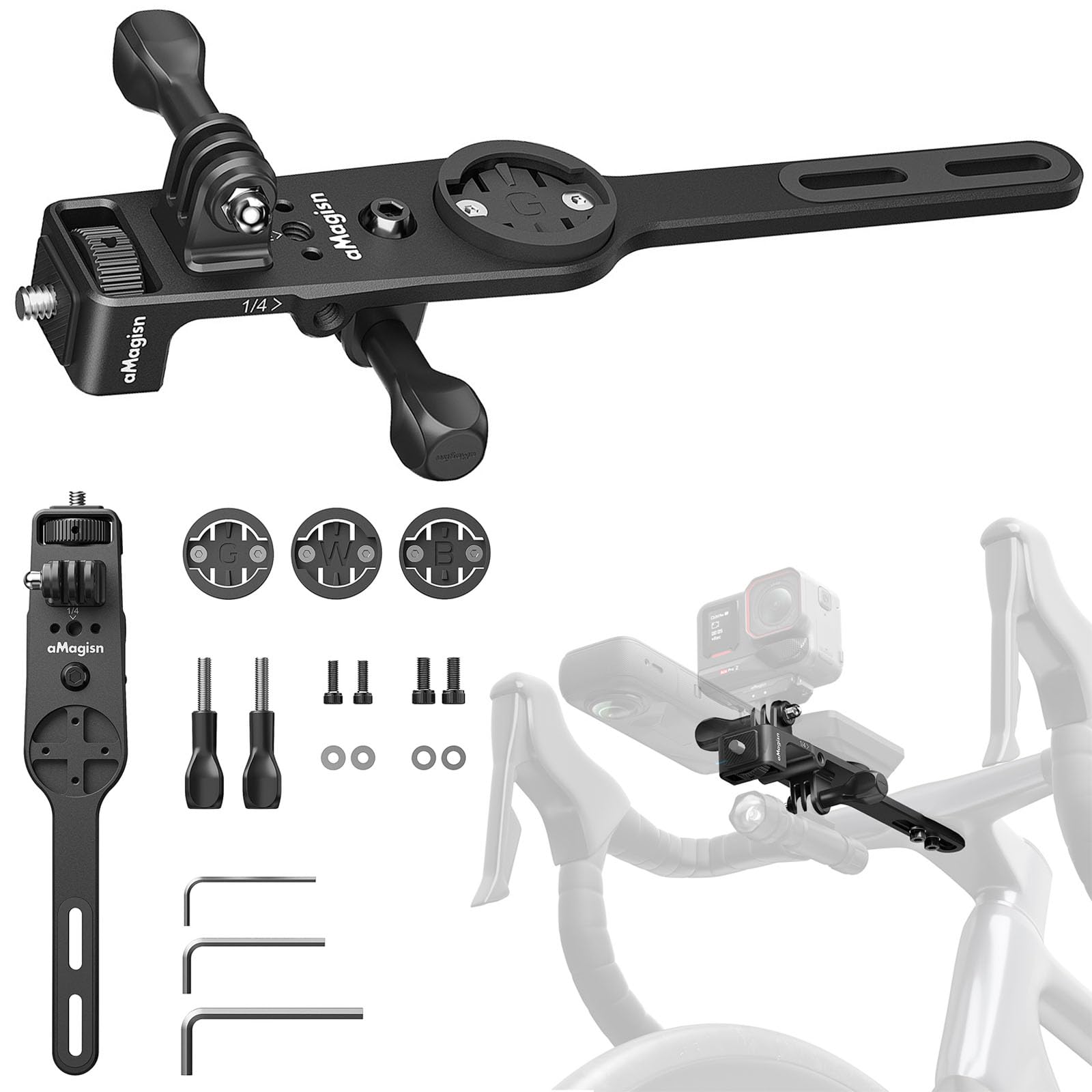 Photo 1 of XCSFDCA Bike Computer Mount for Insta360 Ace Pro 2/DJI Osmo Action 5 Pro/Action 6/GoPro,Speedometer Mount Bracket Base Accessories for DJI Osmo 360/Nano/Insta360 X5/GO Ultra (Integrated Handlebars)