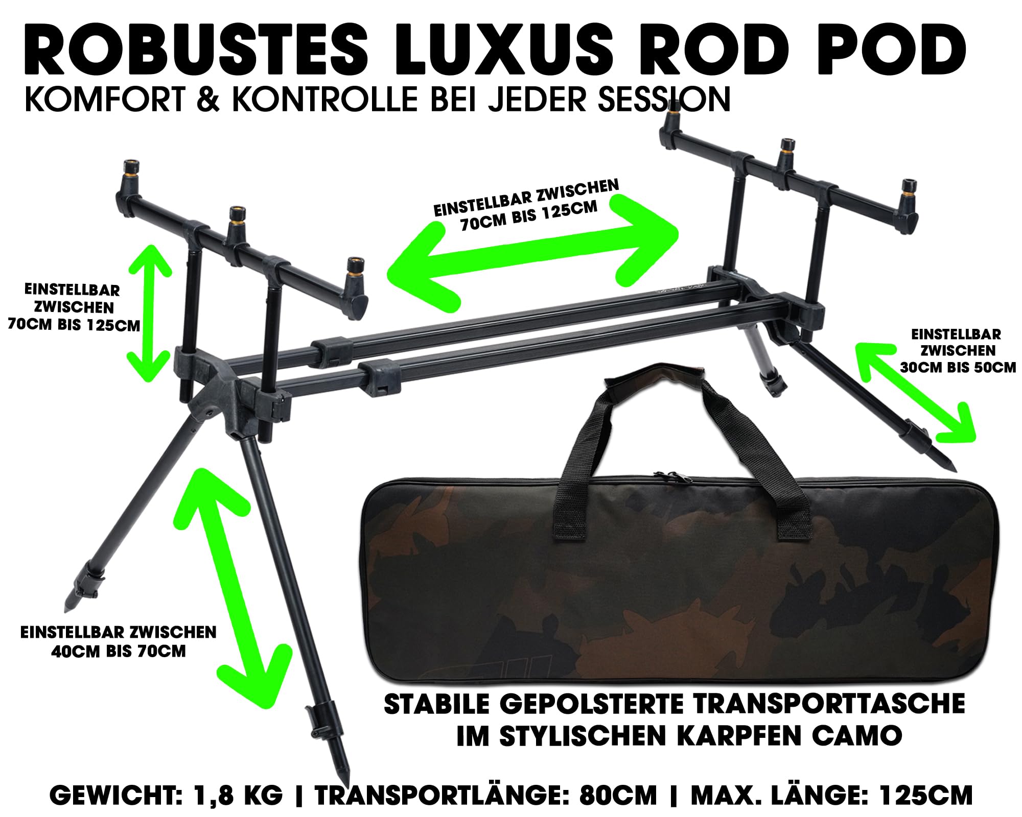 Angel-Berger Magic Baits Luxus Rod Pod Verschiedene Modelle mit Tasche