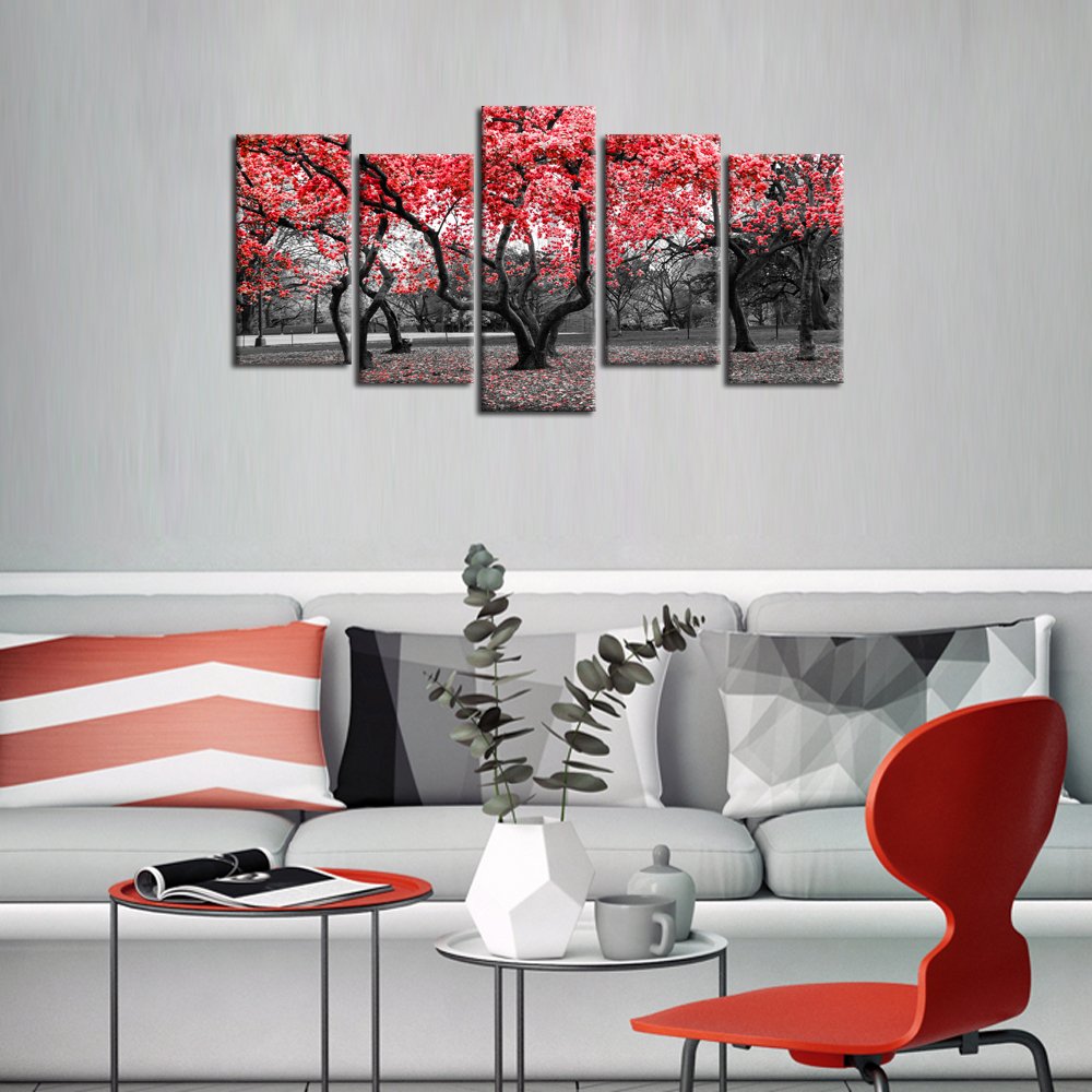 Abstrakte Leinwand-Wanddekoration 'Bunte Bäume' – 50,8 X 101,6 Cm, Gerahmt, Fertig Zum Aufhängen