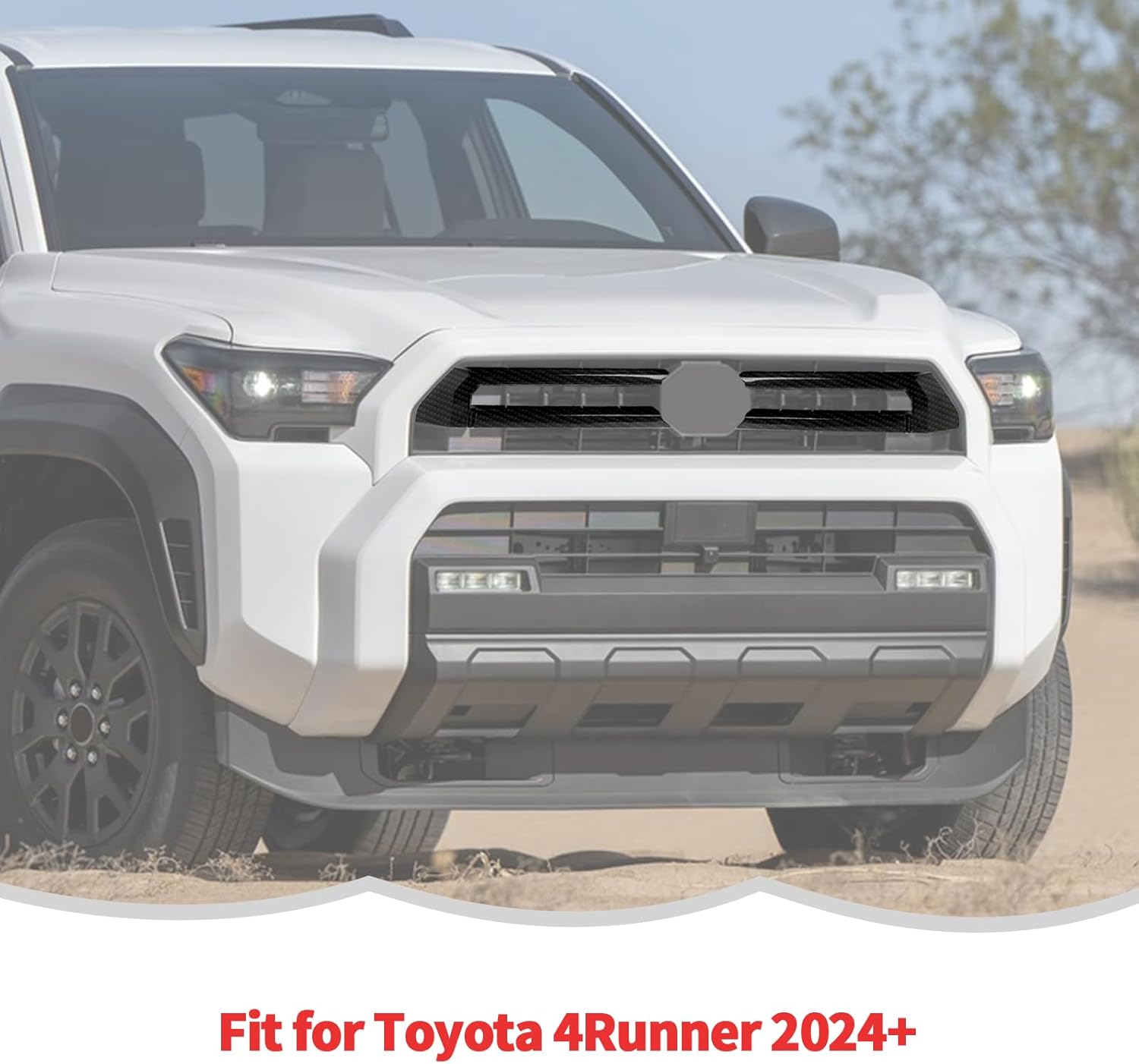 RT-TCZ Front Grille Inserts Trim Cover Grill Frame Decoration Exterior Accessories for Toyota 4Runner 2024 2025 (Black Carbon Fiber)