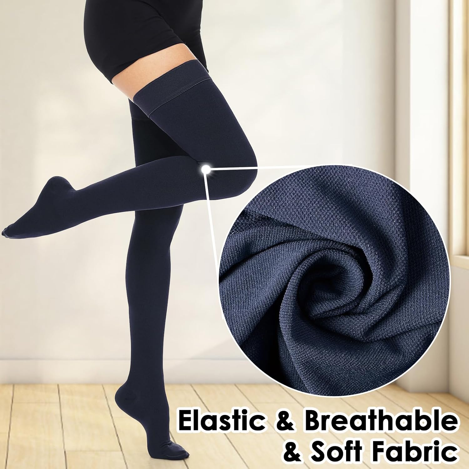 beister 15-20 mmHg Medical Compression Stockings with Dot Silicone Band, Closed Toe Thigh High Graduated Compression Socks for Women Men, Circulation Support Pressure Stockings for Varicose Veins, DVT - Image 5