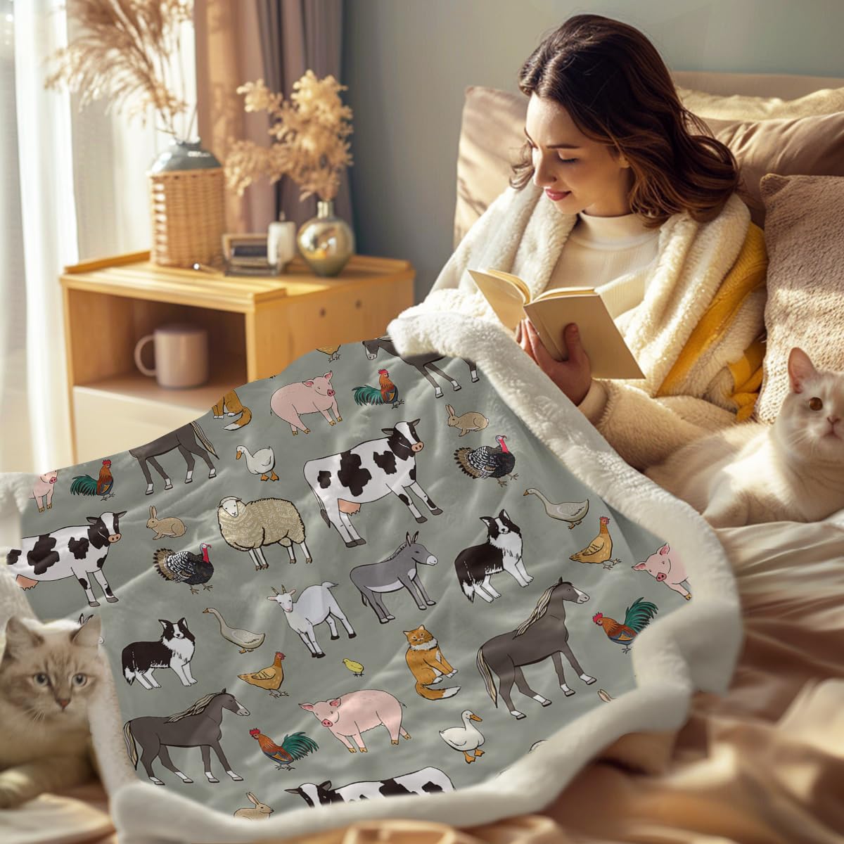 Sleepwish Llama Sherpa Fleece Blanket - 30x40 Inches, Reversible Plush Fuzzy Blanket, Watercolor Design