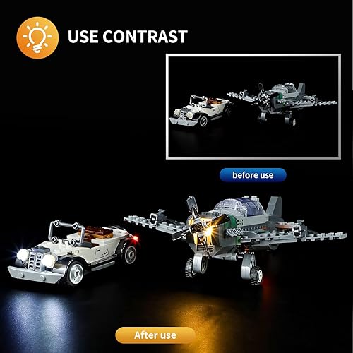 Miniatura 3 de Vaodest Luz LED para Lego 77012 Fighter Plane Chase, diseño y configuración compatible con el modelo 77012 (solo luz LED, no kit de bloques de