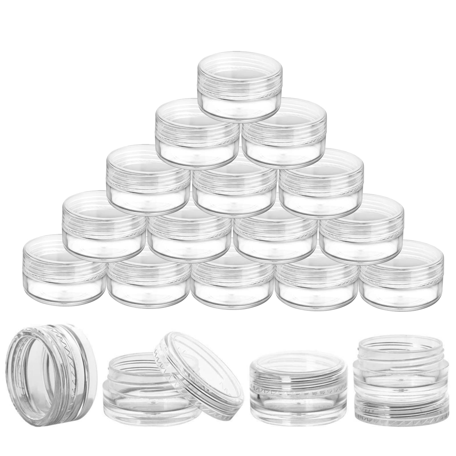100 Count 10g Sample Jars with Lids Makeup Jars Plastic Lip Scrub Containers TSA Approved Cosmetic Containers for Traveling - Clear