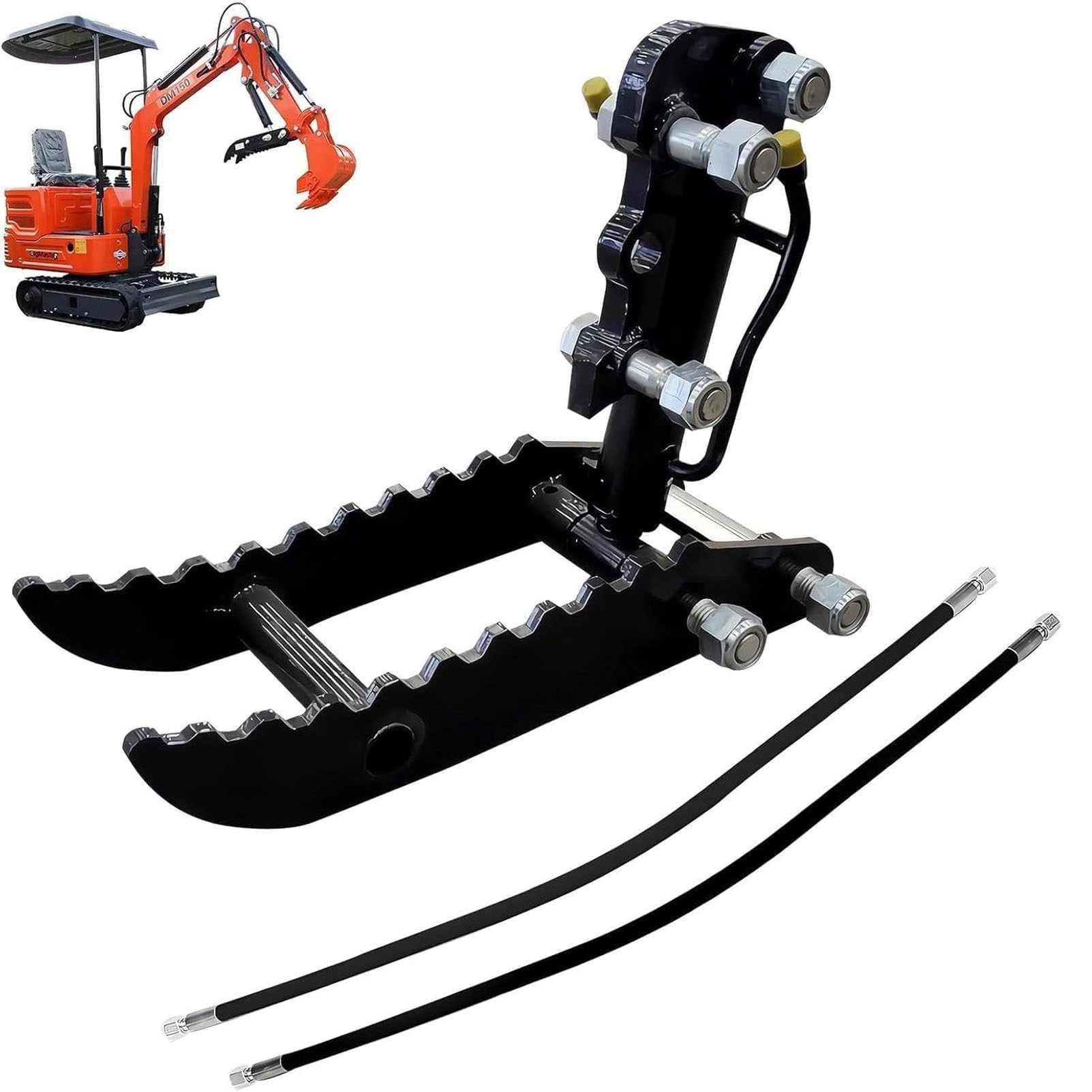 PioMue Mini Excavator Hydraulic Thumb Clip Serrated Steel Gripper Three-HoleThumbClip