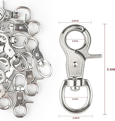 Miniatura 6 de HOSUKKO 15 ganchos de presión de gatillo, hebilla de resorte giratoria de 360 grados, clips giratorios de metal, ganchos de presión resistentes para