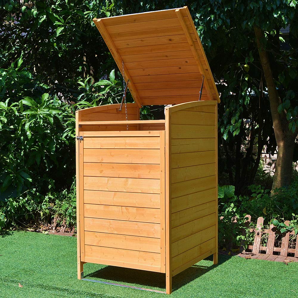 Melko Cache-poubelle simple 120 l en bois 73 x 85 x 127 cm avec paroi arrière