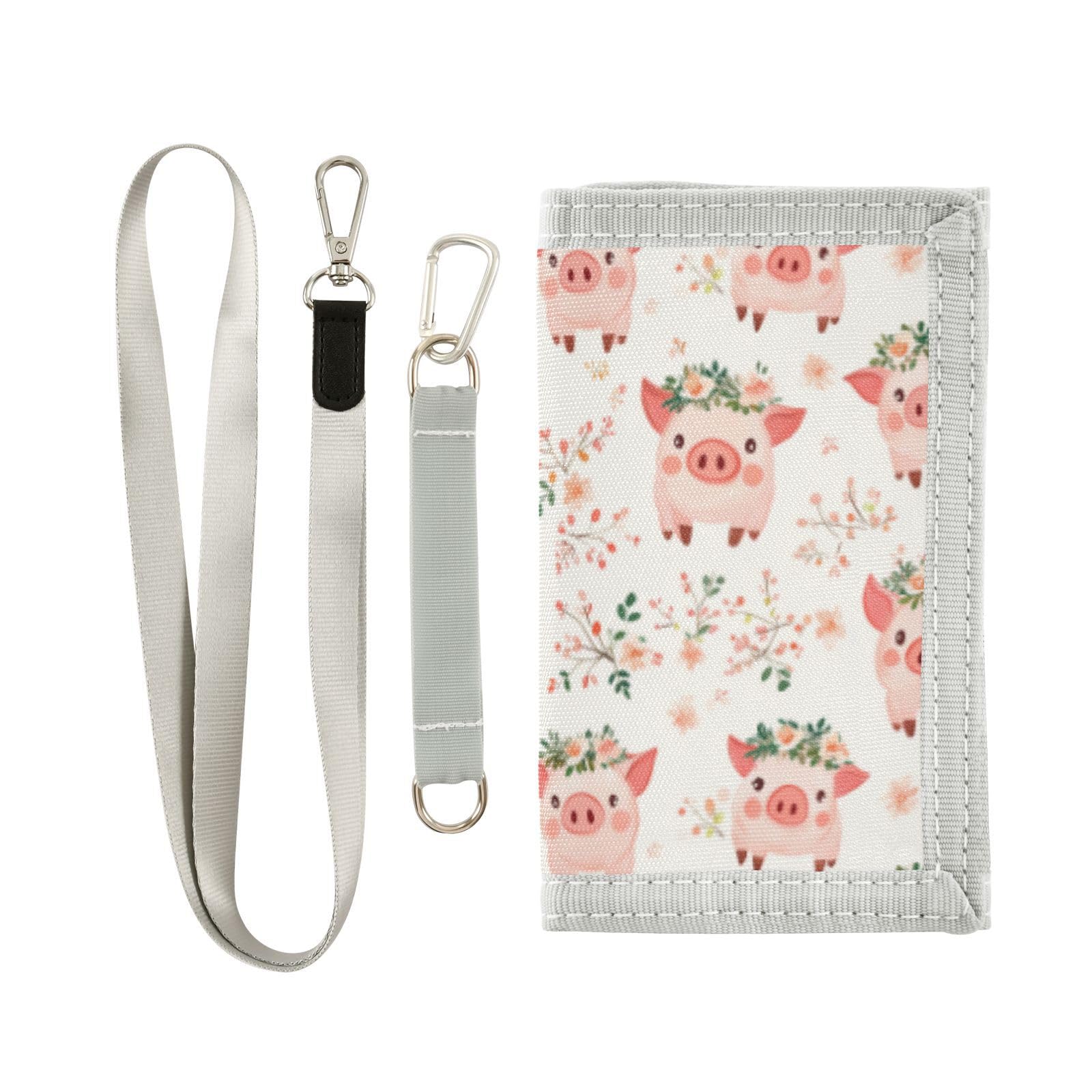 Wusikd Cute Pigs Wreaths Kids Wallet for Boys Girls Toddler Trifold Wallet Novelty Wallet for Teens Women Men