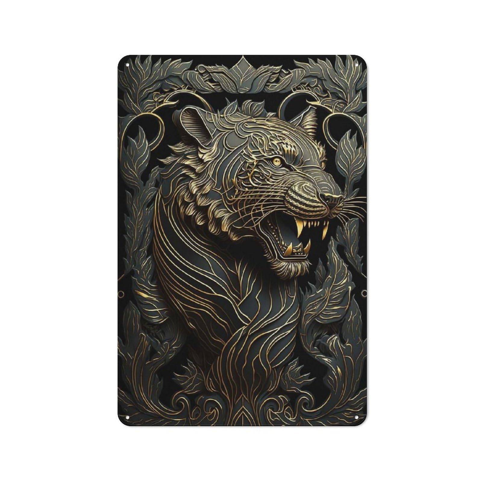 Junmoney Style-13 Lord Golden Jungle Tiger Retro-Style Tin Sign 30X20cm For Man Cave Or Games Room, A Metal Wall Feature For Games Rooms And Man Caves
