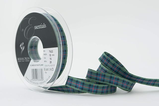 Berisfords Polyester Tartan, Flower of Scotland, 10.4 x 10.4 x 1.6 cm