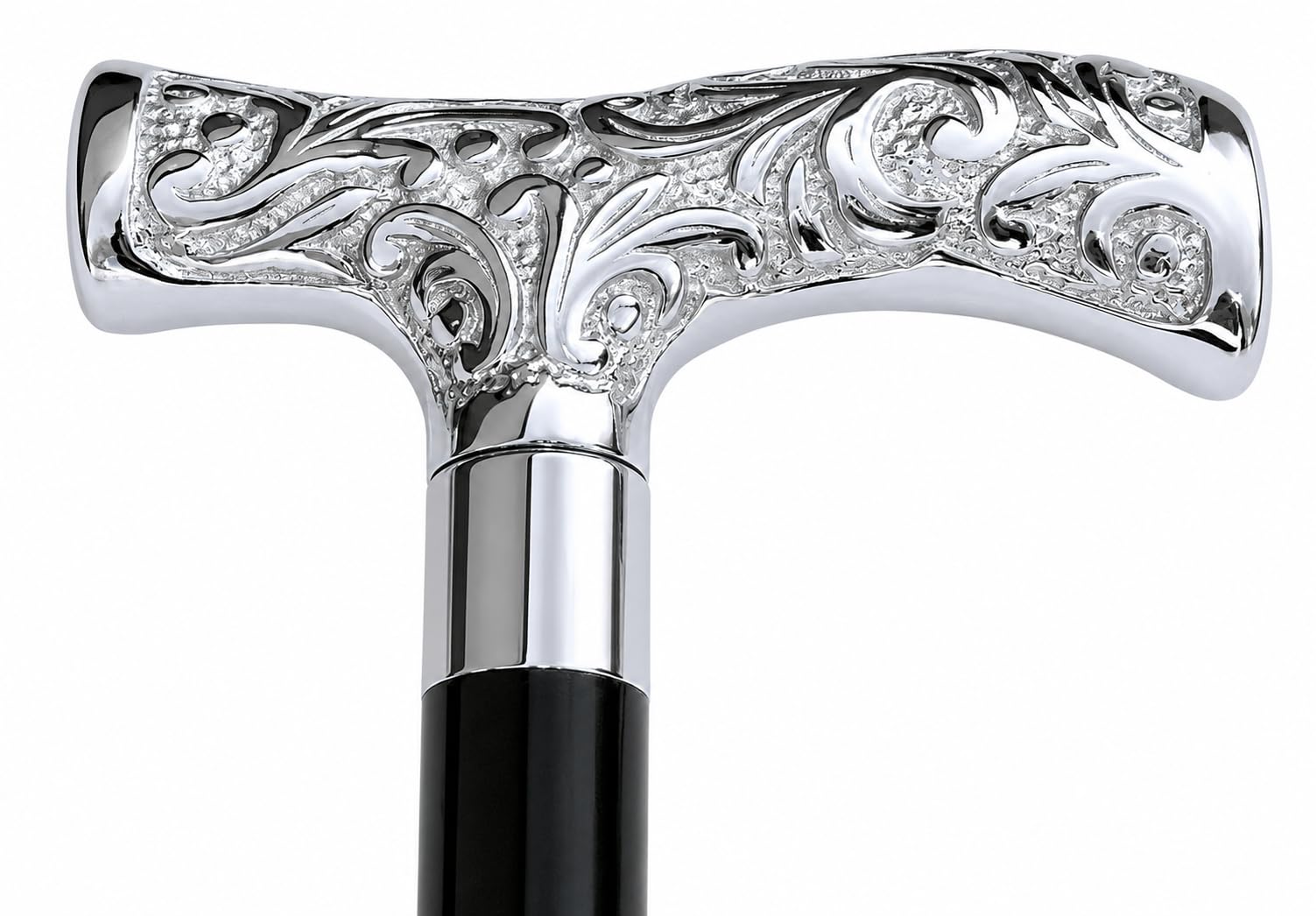 Bastone da passeggio in legno con manico in argento, stile vintage