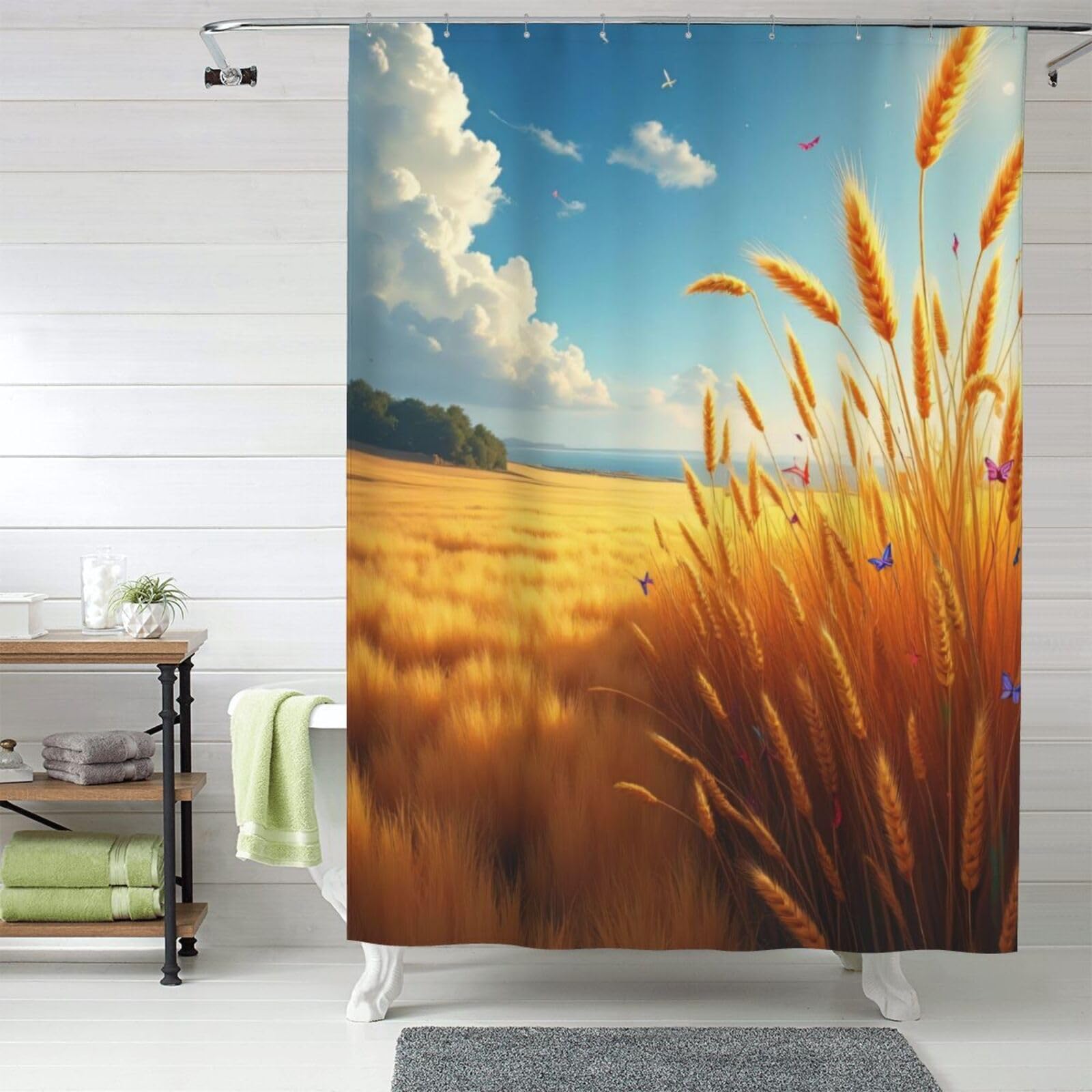 Rideaux de douche en tissu moderne 152x182cm avec doublure de rideau de douche opaque