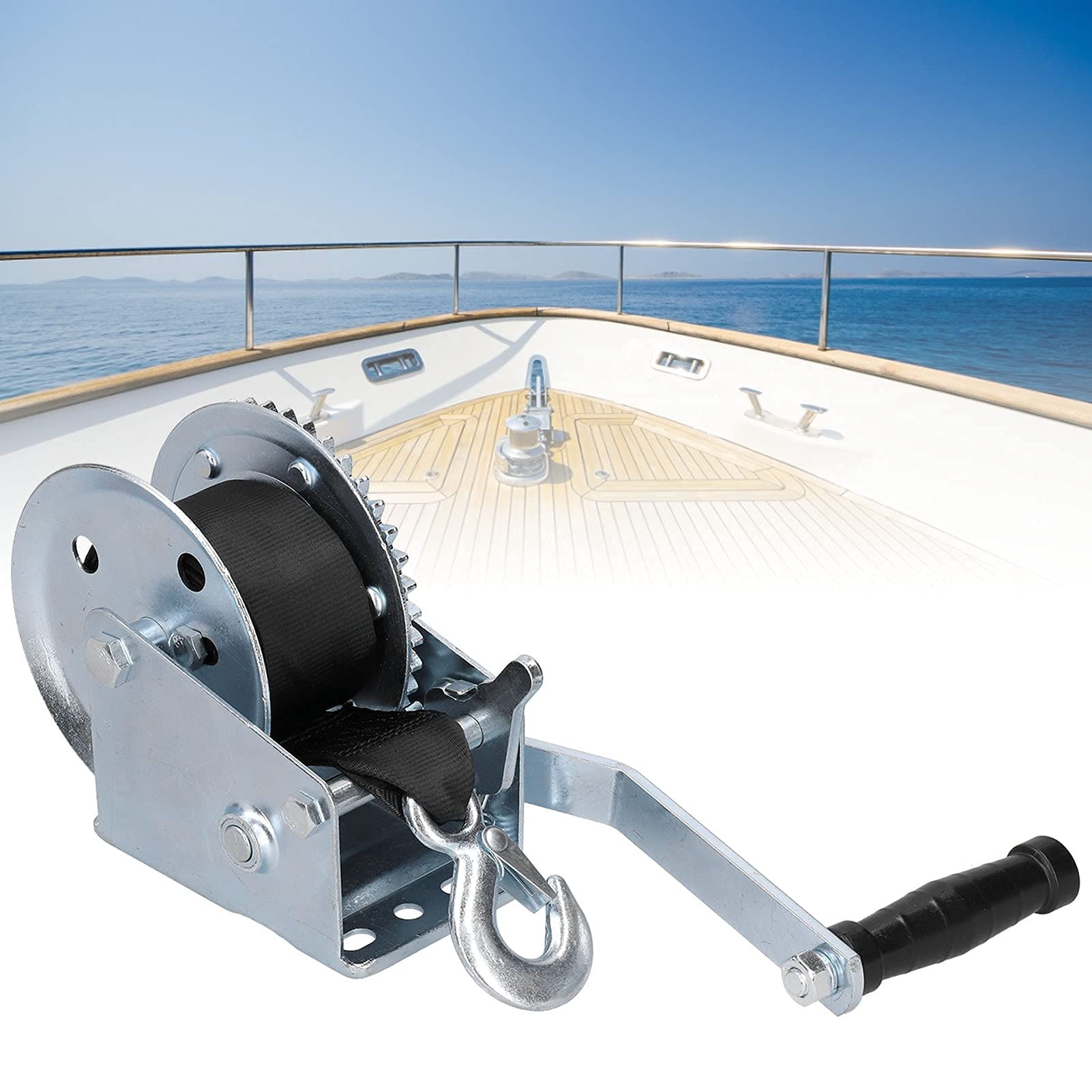 Cabrestante Manual Cocoarm 1200 lbs, cabrestante Manual de Alta Resistencia, Cuerda de cabrestante con cabrestante Manual de poliéster de 8 m, cabrestante de Correa para remolques de Barcos, Camiones