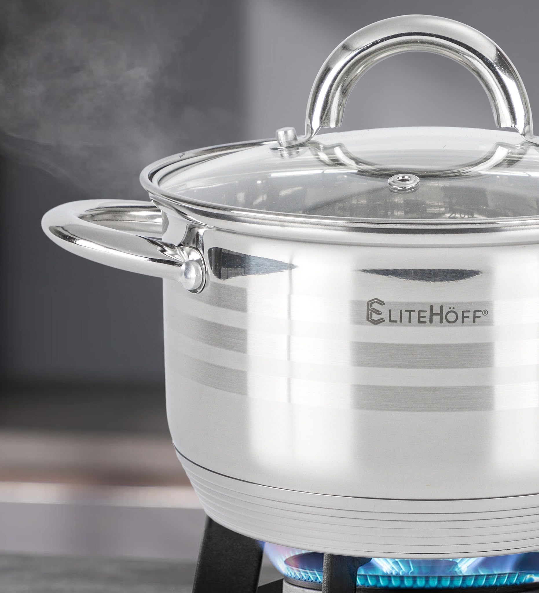 EliteHoff Juego de ollas de inducción de 6 piezas, olla de acero inoxidable de 7 capas, juego de 3 ollas con tapas, para todo tipo de cocinas (E-4304)