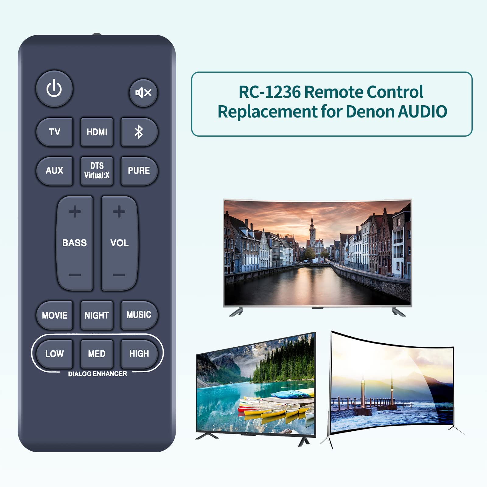 RC-1236 Replacement Remote Control Suitable for Denon Home Theater Sound Bar System DHT-S216 DHTS216 DHT-S316 DHTS316 DHT-S216H DHTS216H RC1236 - Image 2