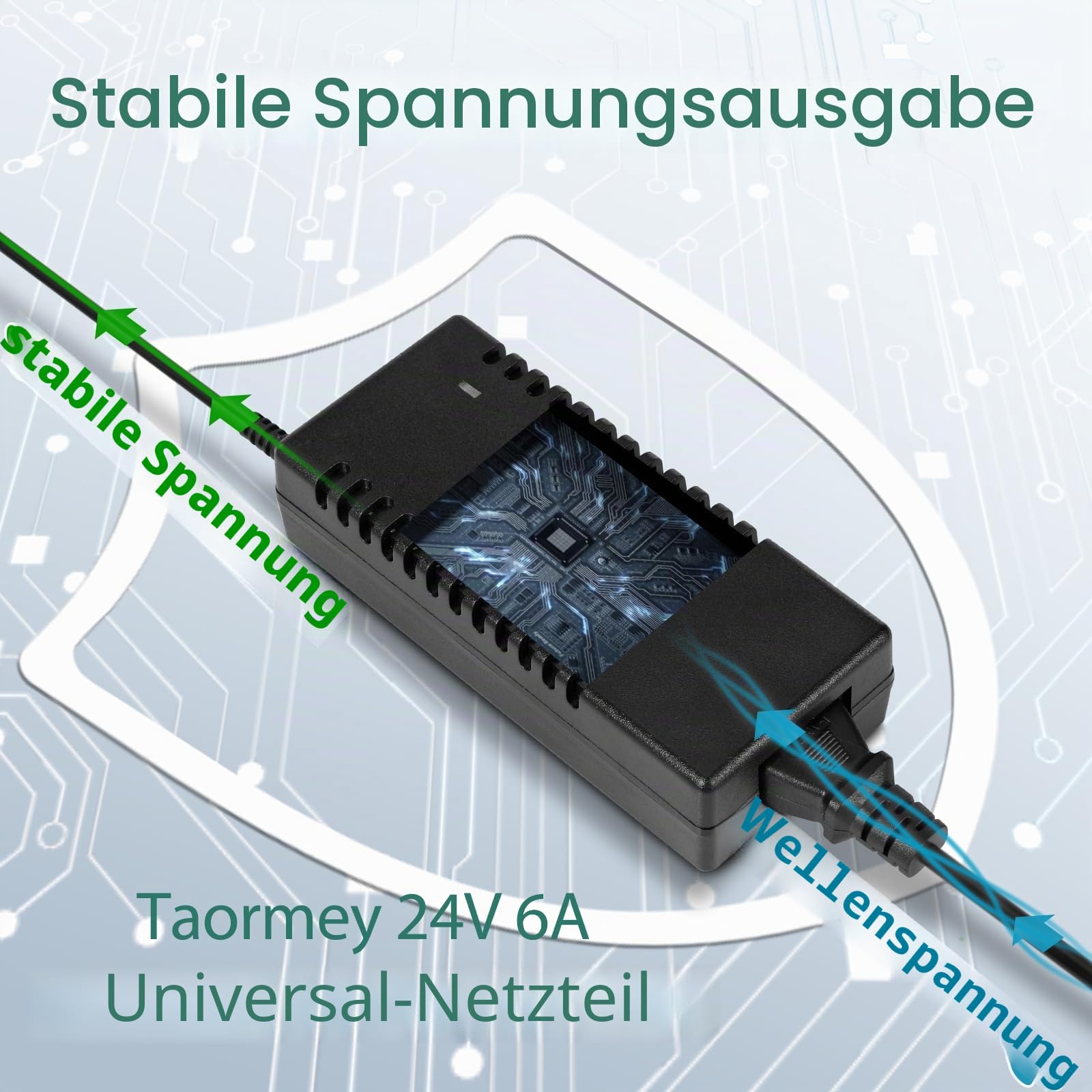 24V 6A Netzteil Adapter, Universal netzteil AC 100-240V bis DC 24 Volt 6 Amp Stromversorgung für LED Streifen, TVs DVD LCD Monitor Funkgerät Kamera - Euro Stecker 5,5 * 2,5/2,1mm