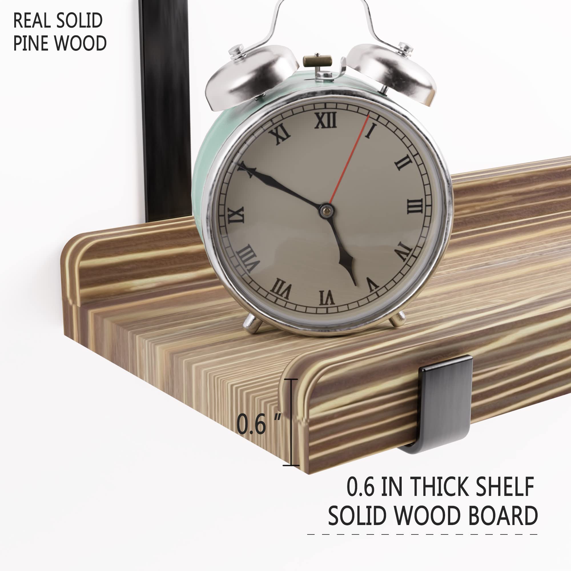 Pine Natural Wood Floating Shelves With Lip, 36 Inches Long Reclaimed