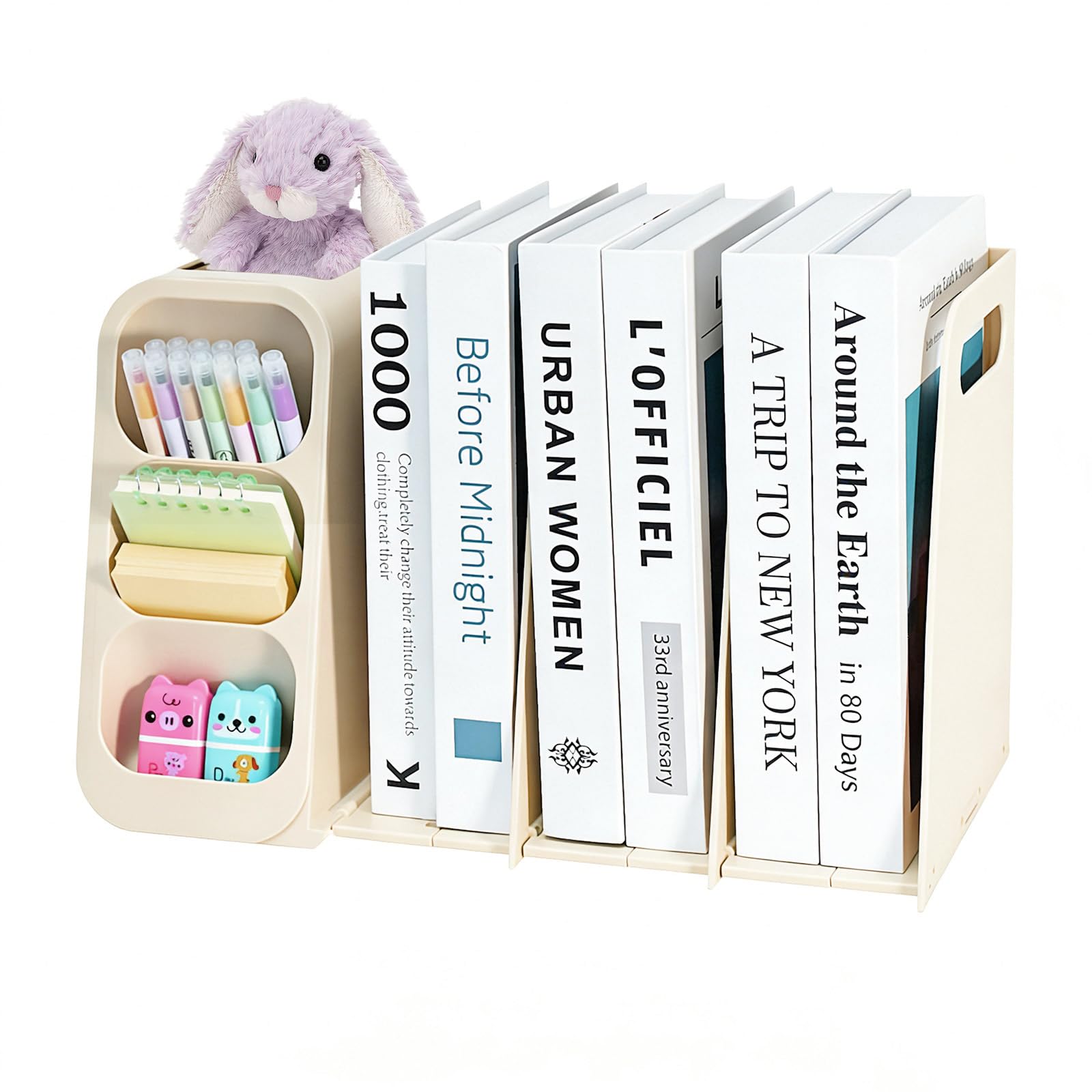Trieur de fichiers de bureau pliable et grand organiseur avec serre-livres extensibles 2 en 1