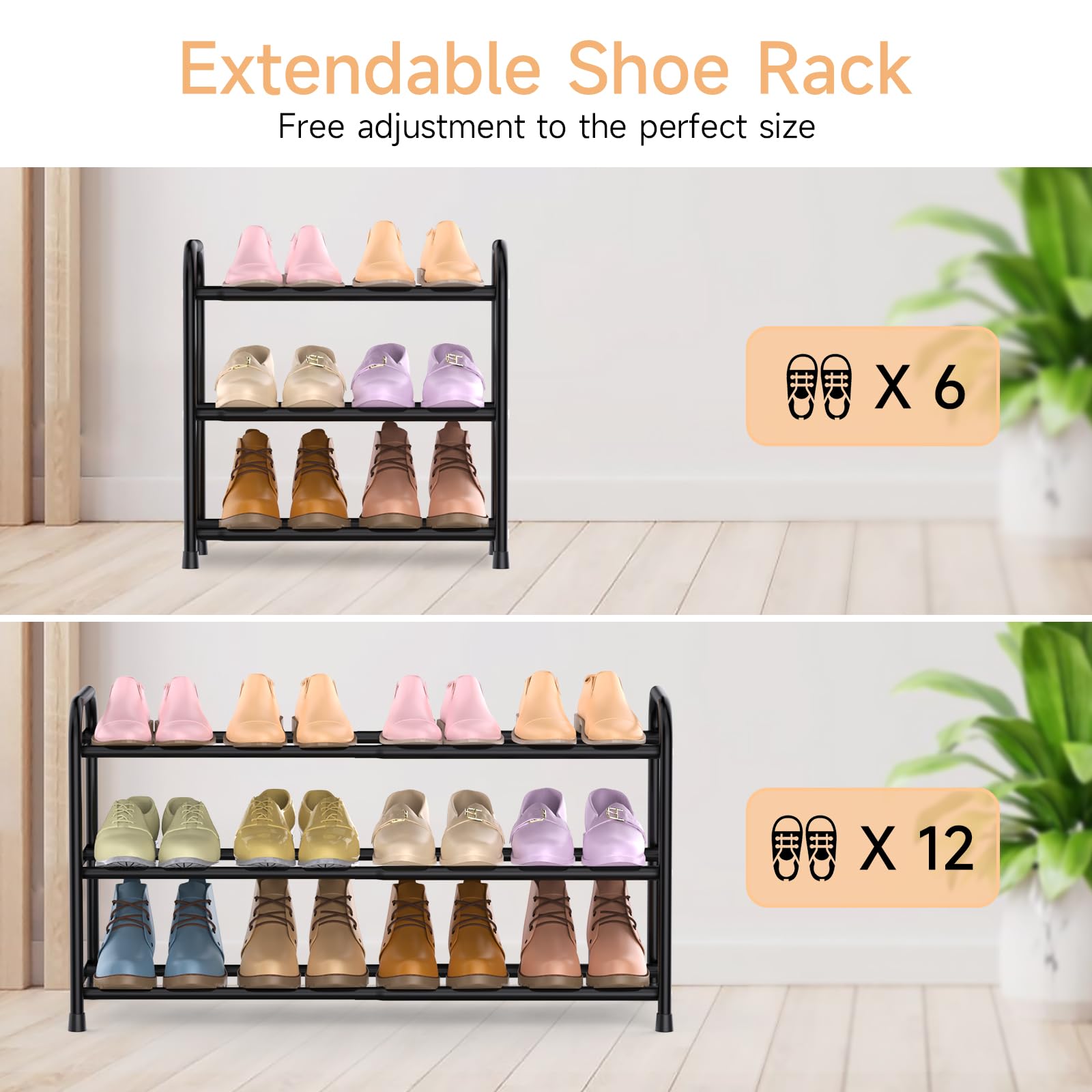 esonstyle 3 Tier Expandable Shoe Rack - Image 3