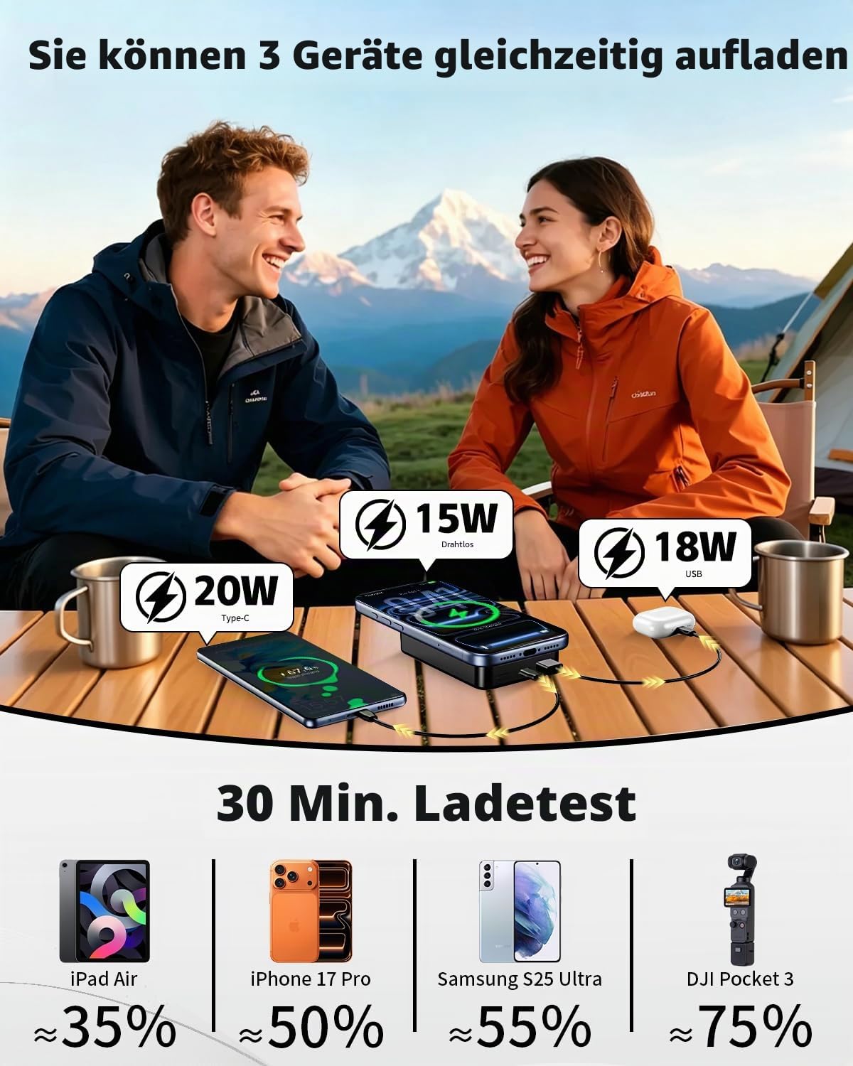 26800mAh Magnetische Powerbank, Mag-Safe-kompatibel, Schwarz