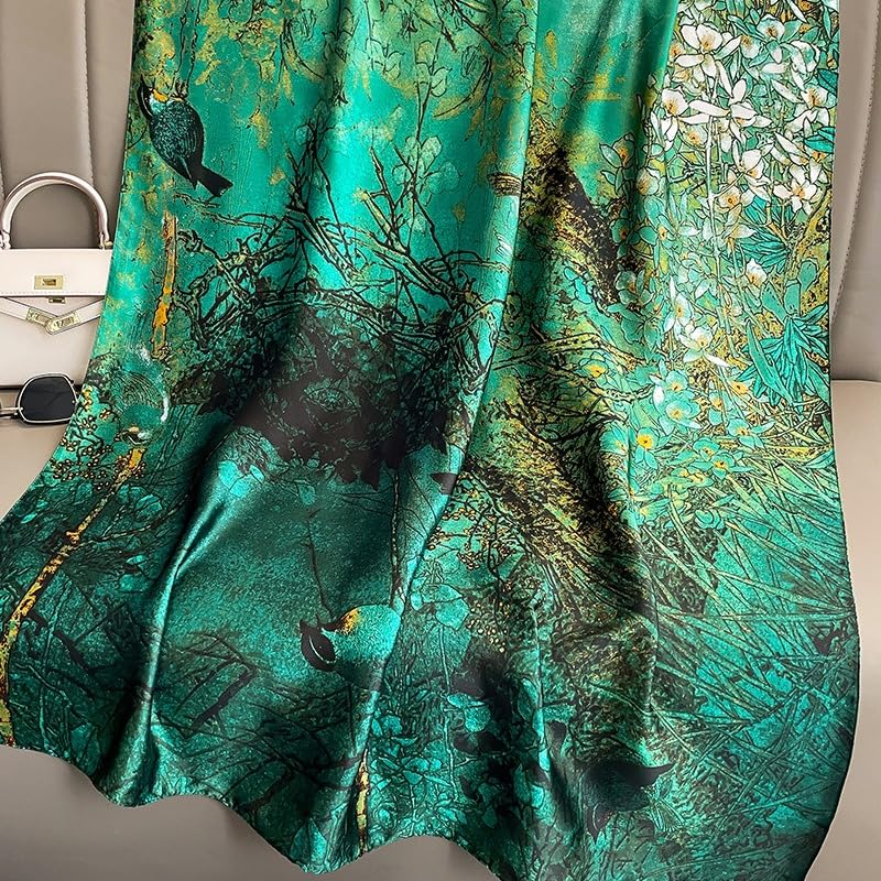 Image of Floral Printed Silk stole | silk Scarf for Women | stylish silk stole for women | Soft Lightweight Stole, Shawl & Neck Wrap | Scarf for Wedding, Party, Travel & Casual Wear