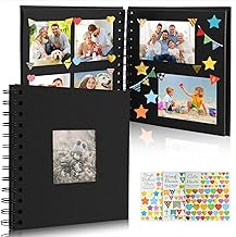 DIY Photo Book 17 x 17 cm Photo Book for DIY Photo Album Black Pages with 40 Pages, Photo Album for Gluing, DIY Gluing Scrapbook for Wedding, Birthday, Anniversary, Baby