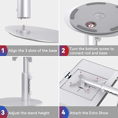 Miniatura 6 de Soporte para Echo Show 15 (1ª, 2ª generación), Echo Show 21 con diseño giratorio e inclinable, ajustes de altura de 4 niveles, soporte de montaje de