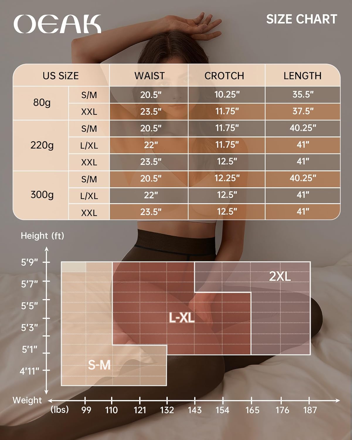 OEAK Womens 2 Pack Fleece Lined Tights Fake Translucent Pantyhose Thermal Opaque High Waisted Leggings Footed Sheer Tights - Image 5