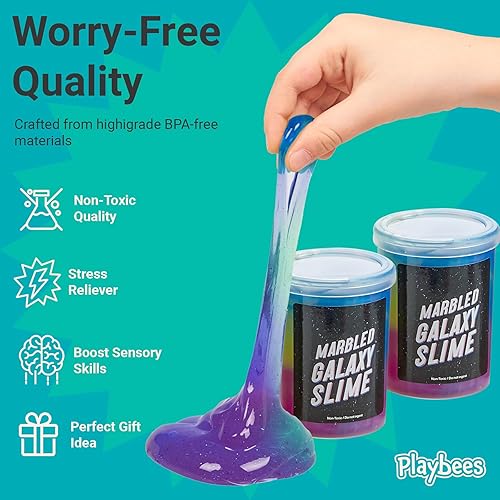 Miniatura 3 de Playbees Slime de galaxia marmolada  Paquete de 12  Cosmic Galaxy Gooey Unicorn Fidget Kit para estimulación sensorial y juego creativo  Regalo