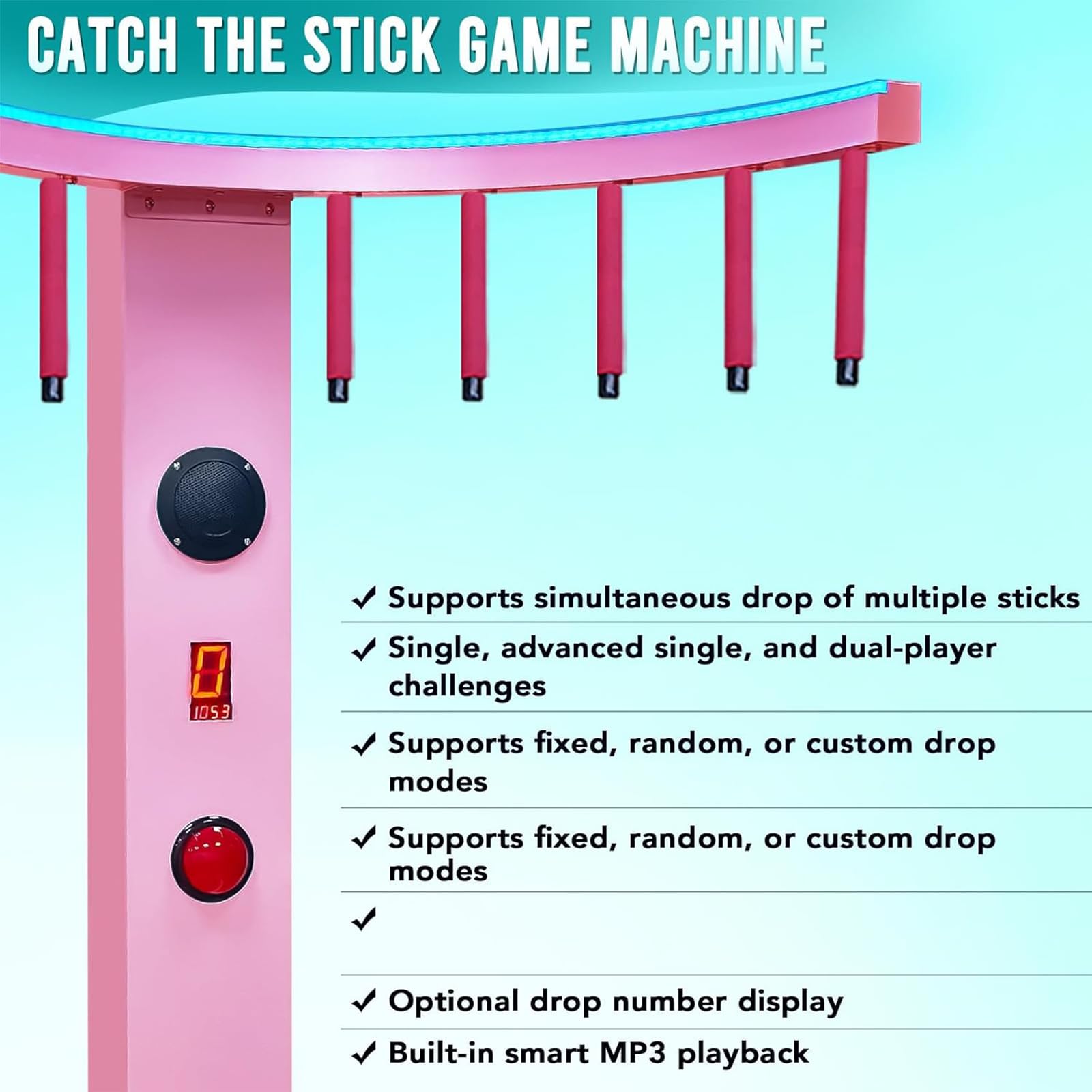 Gra treningowa koordynacji ręka-oko, Catching Stick Reflex Arcade na imprezy, rodzinna noc gier, wydarzenia biznesowe