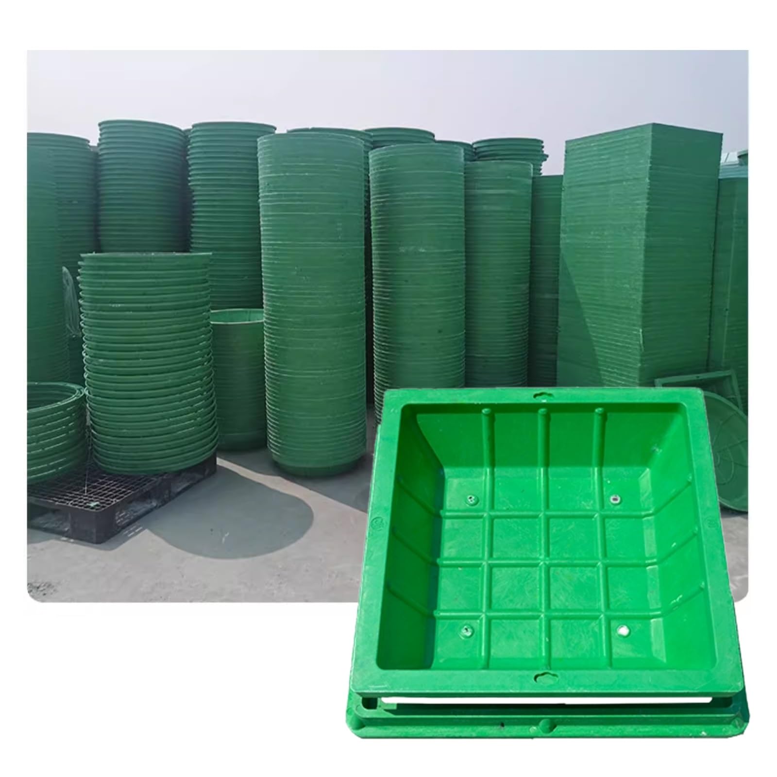 WQPMNYG Large Septic Tank Covers - Round Flush Manhole Inspection Covers, Portable Outdoor Drainage Caps with Access Hole for Easy Maintenance and Durable Protection