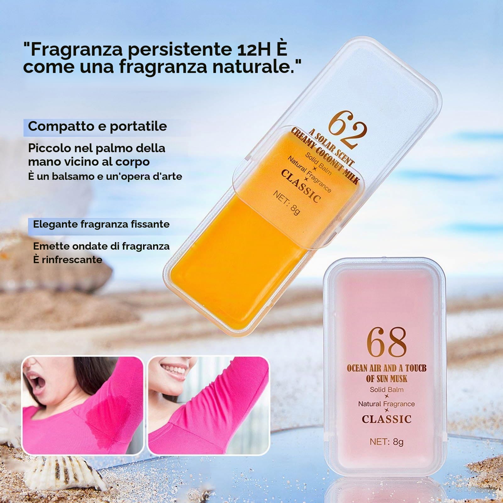 Balsamo Profumato Solido Portatile da Donna Set di Profumi da Viaggio Fragranze Naturali a Lunga Durata Mini Profumo in Cera Regali Non Appiccicoso, 3 Fragranze: Oceano, Cocco, Gelsomino