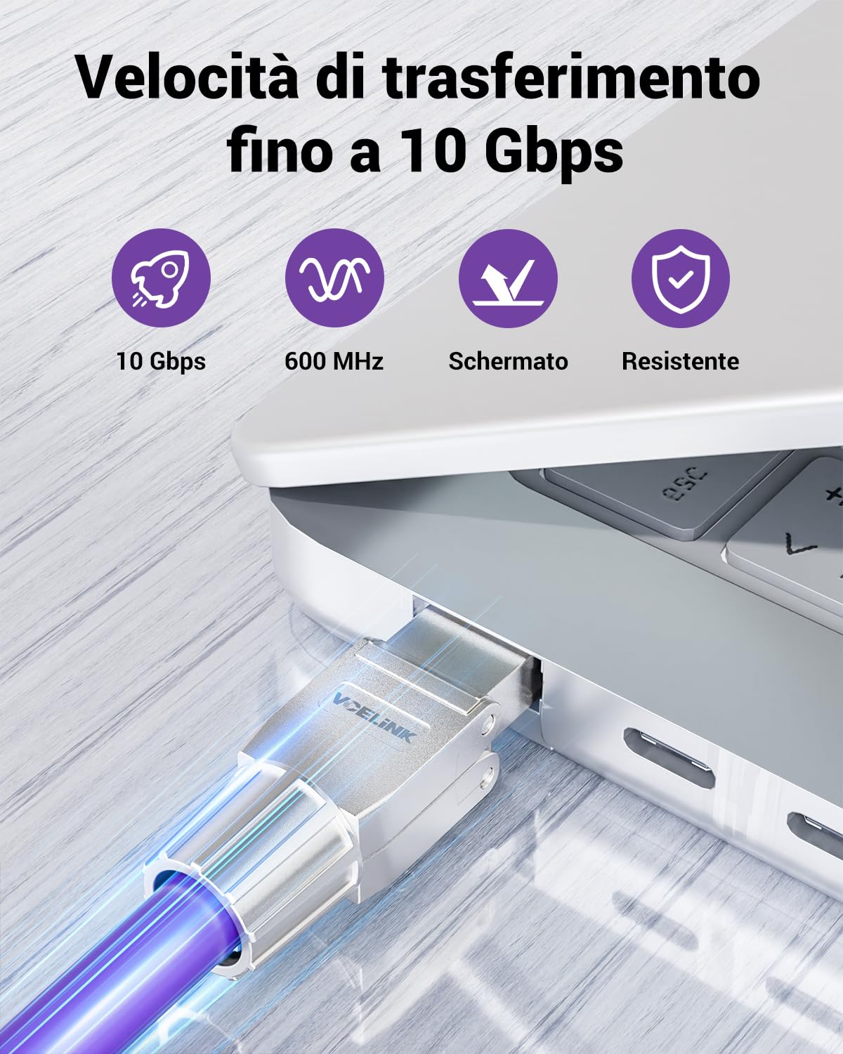 VCELINK Connettori RJ45 Cat7 Cat6A Connettore di Rete Senza Attre, 12 Pezzi | Connettore RJ45 Cat7 Cat6A senza attrezzi schermato, custodia metallo, supporto 10Gbps, compatibile cavi LAN installazione