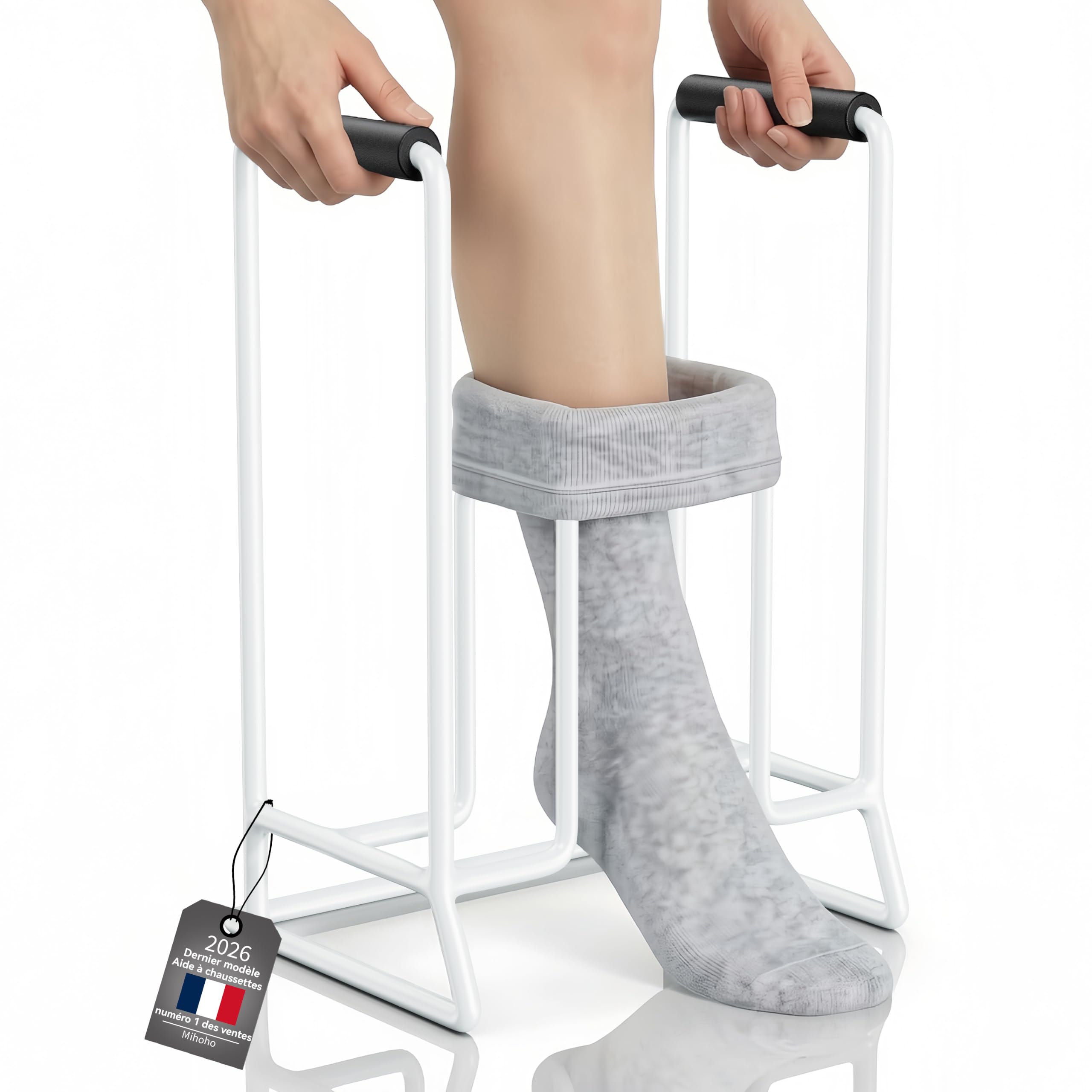Infila Calze di contenimento Classic, Aiuti all'Infilatura per Anziani, Aiuti per vestire calze a compressione, per donne e uomini anziani (bianco puro)