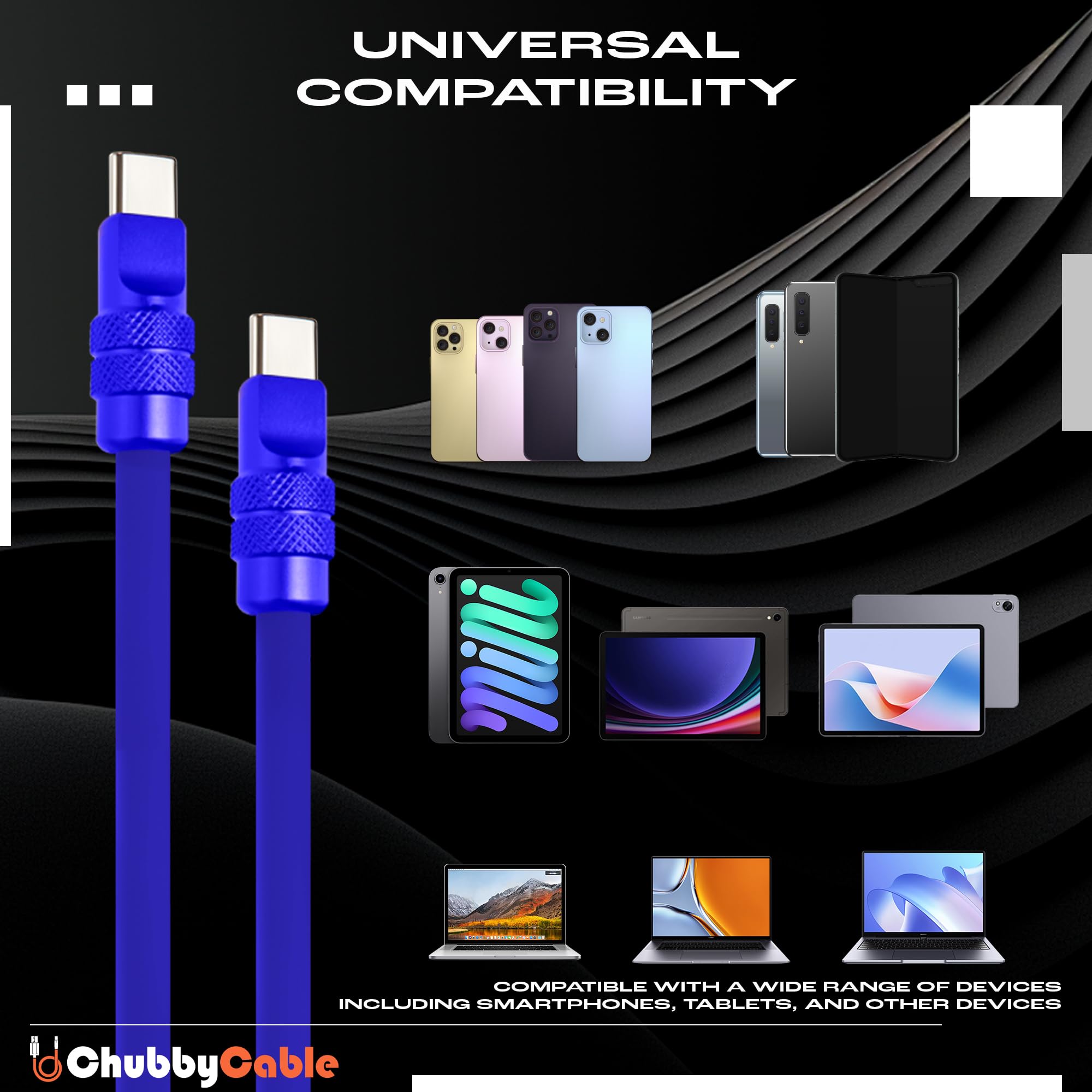 chubbycable Chubby 2.0 versione anodizzata – Cavo USB C da 240 W riflettente brillante cavo di ricarica rapida in silicone, arancione, da tipo C a tipo C, 9,8 m
