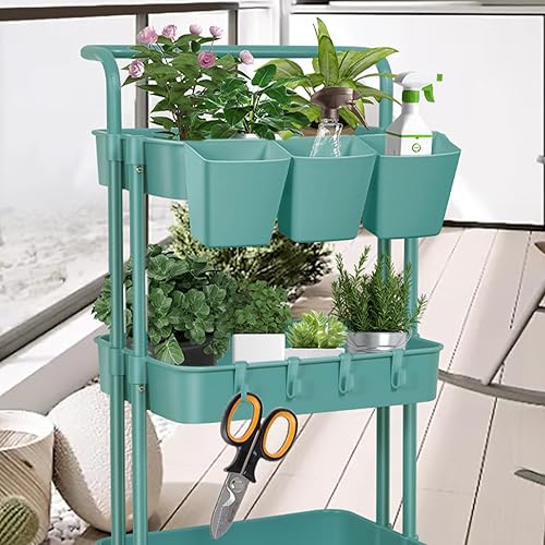 Miniatura 6 de LEZIOA Paquete de 5 soportes para tazas colgantes, accesorios multiusos para carrito rodante, accesorios para suministros de manualidades, cesta de