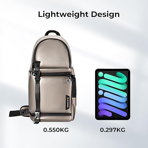 Miniatura 7 de K&F Concept Bolsa cruzada para cámara, mochila impermeable para cámara DSLRSLRSLRsin espejo, bolsa de fotografía con soporte para trípode compatible