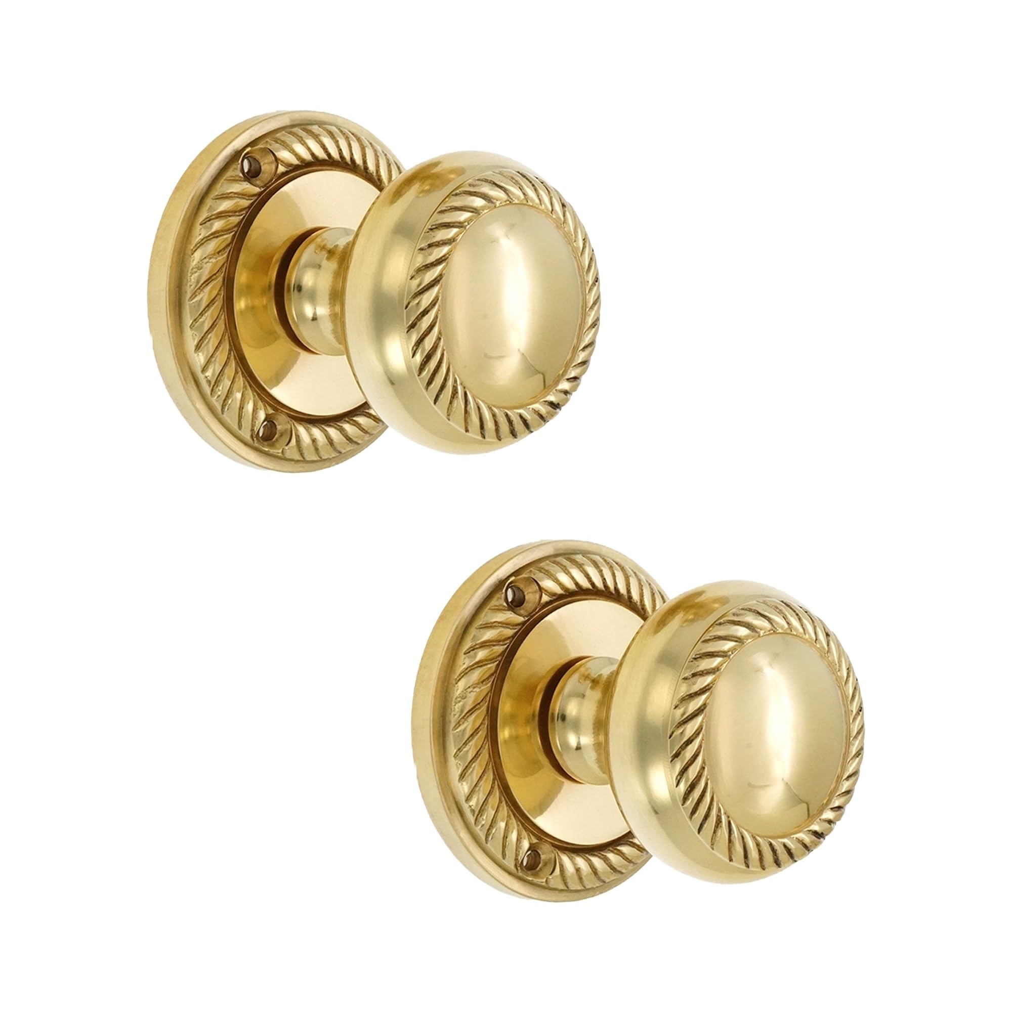 Türknauf-Set, massives Messing, robust, georgianisch, rund, 50 mm (poliertes Messing)