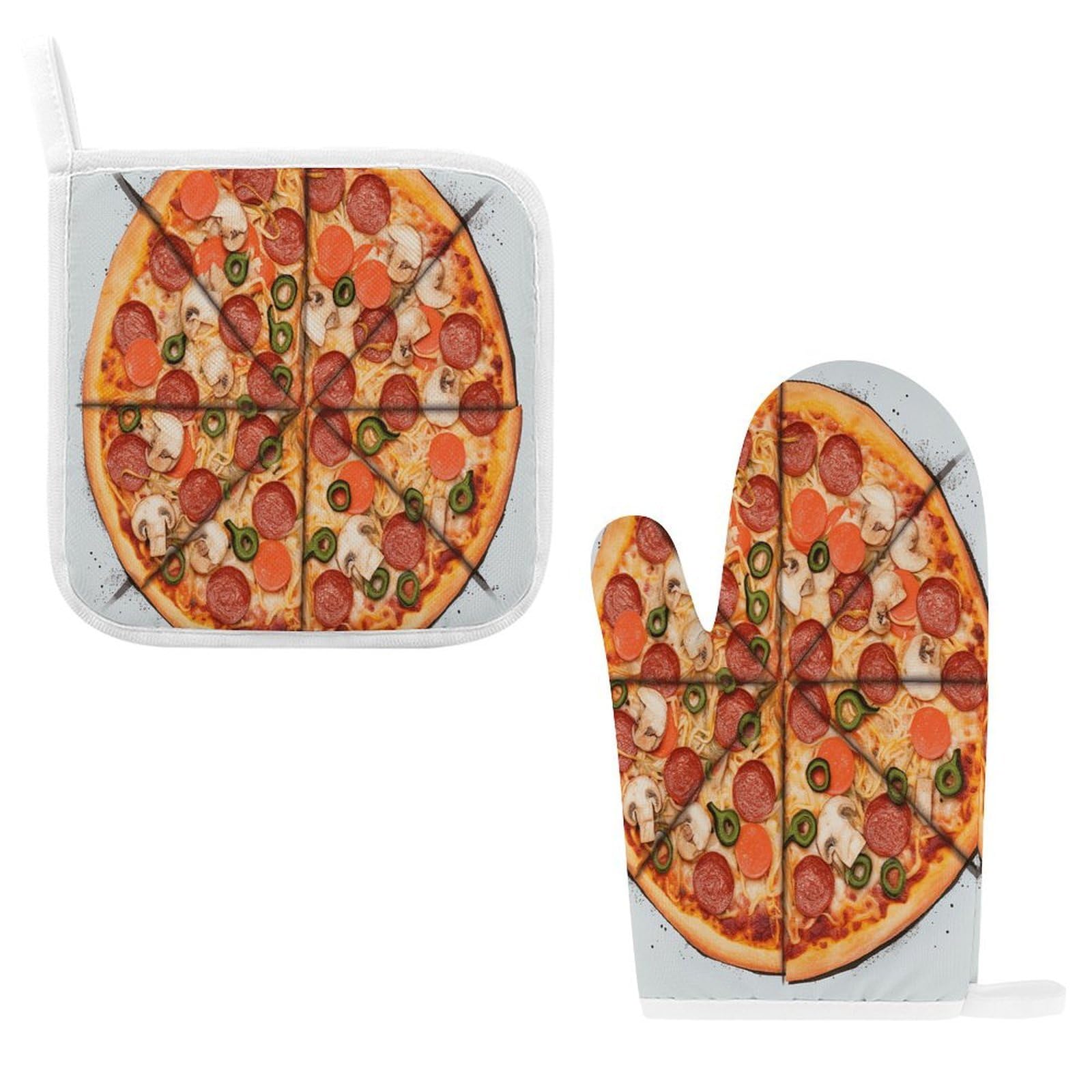 Fodpand Style I Love Pizza Oven Mitts And Pot Holders Sets
