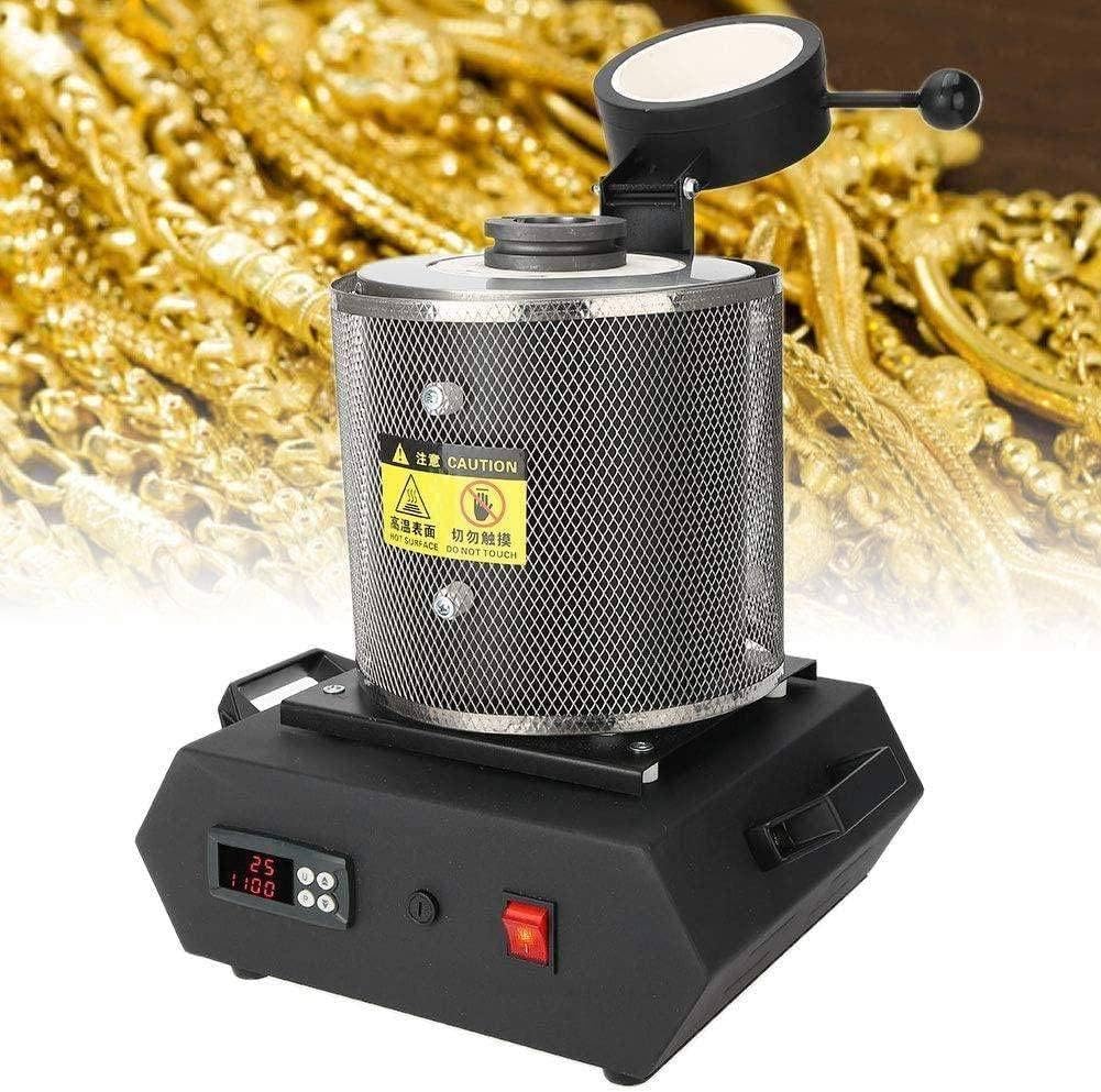 Piec Do Topienia Złota, Maszyna Do Topienia Metalu Z Tyglem Grafitowym, Automatyczny Cyfrowy Piec Do Topienia, Do Odlewania Topienia Wytapiania Metali Szlachetnych,Black/110V-1KG