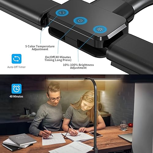 Miniatura 9 de LeadGoods Lámpara de escritorio LED doble cabeza LED lámparas de escritorio para oficina en casa banco de trabajo arquitecto iluminación de 315