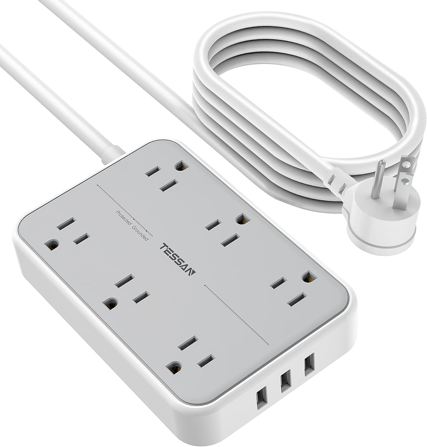 TESSAN Multicontacto Pared USB Regleta de Alimentación, Extension